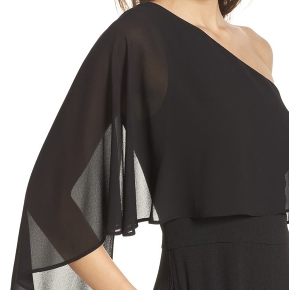 Vince Camuto Cape Overlay One-shoulder Jumpsuit - Picture 8 of 8